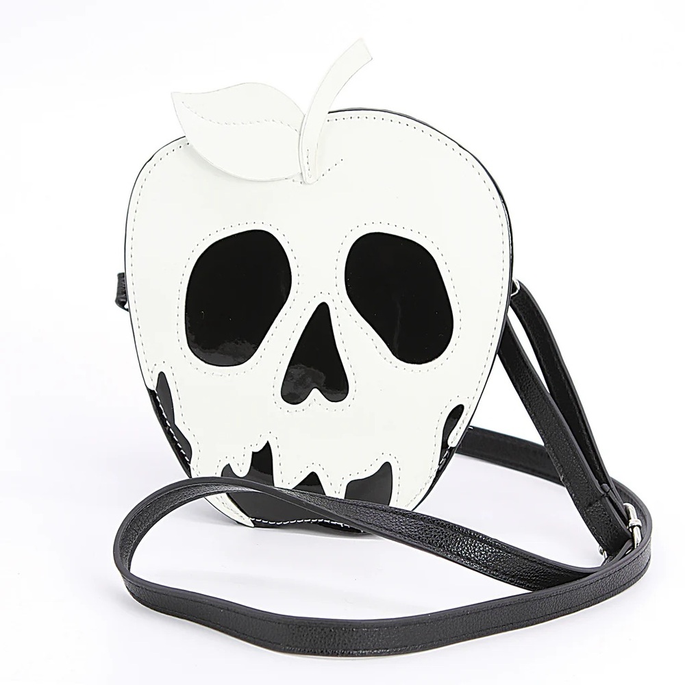 Stylish Skull Apple Crossbody Bag - Black and White